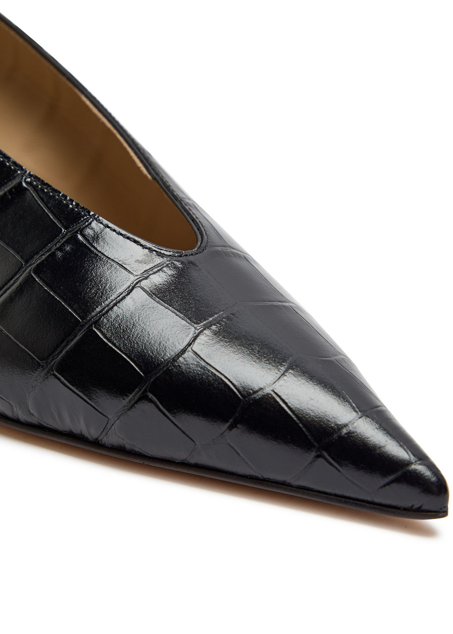 LE Monde Beryl Babouche 40 Crocodile-effect Leather Pumps - 4