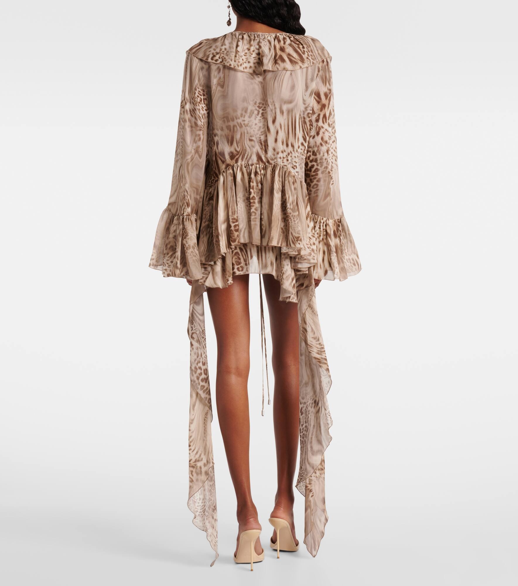 Ruffled leopard-print chiffon top - 3