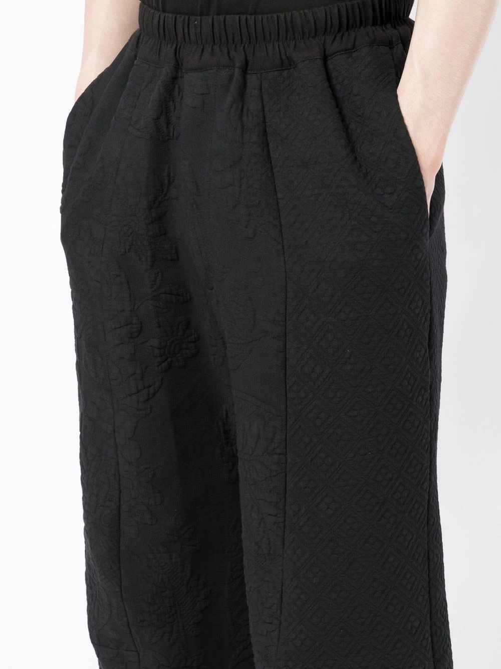 jacquard elasticated-waist trousers - 5