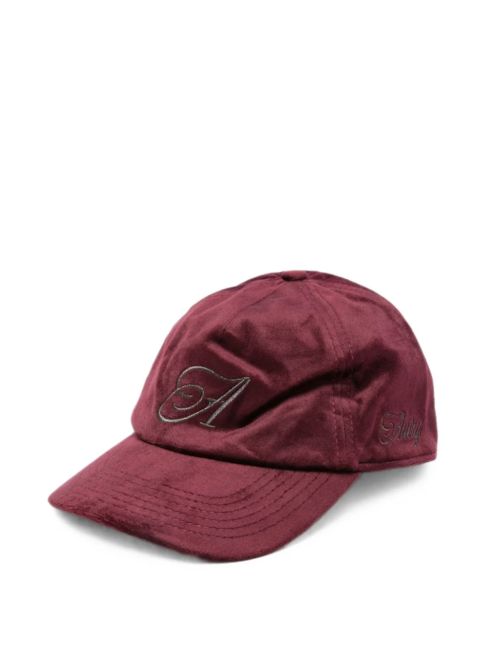 logo-embroidered velvet baseball cap - 1