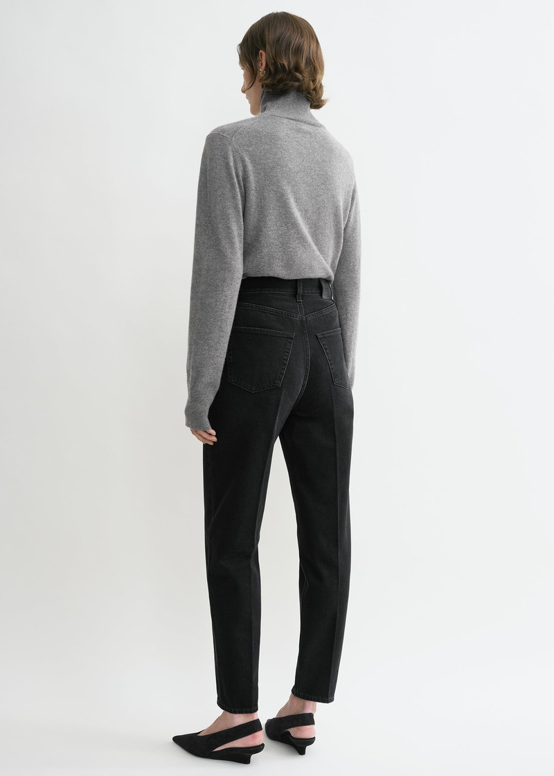 Tapered leg denim faded black 4