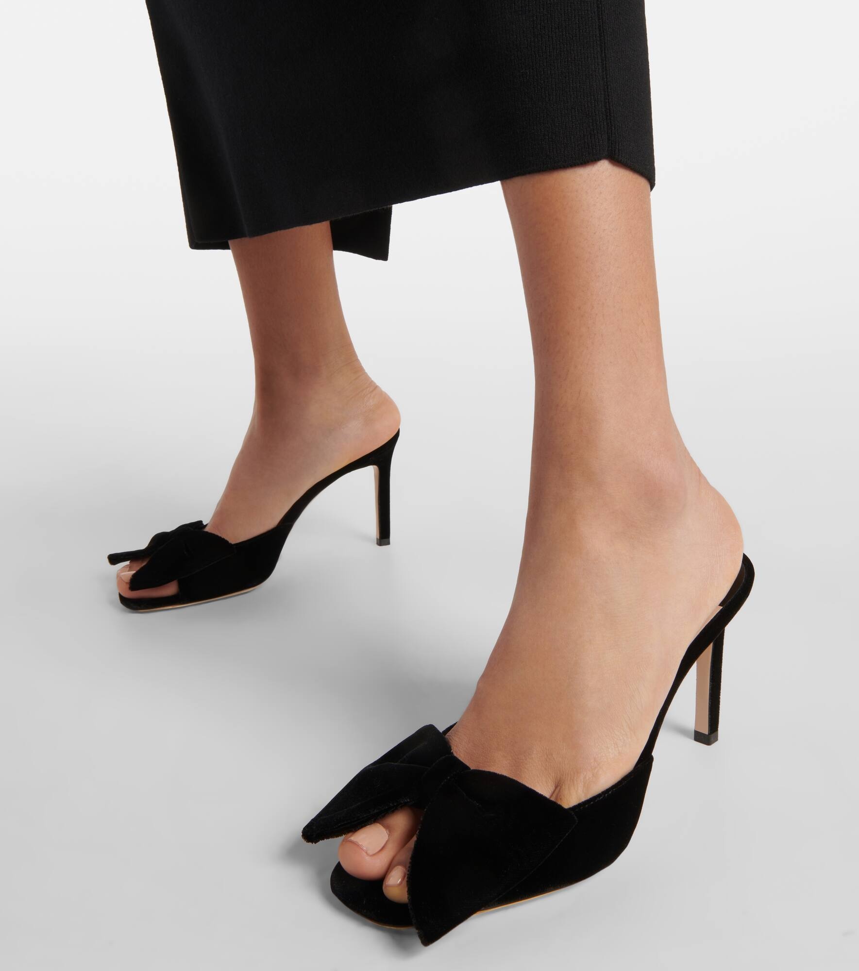 Brigitte 85 bow-detail velvet mule - 4