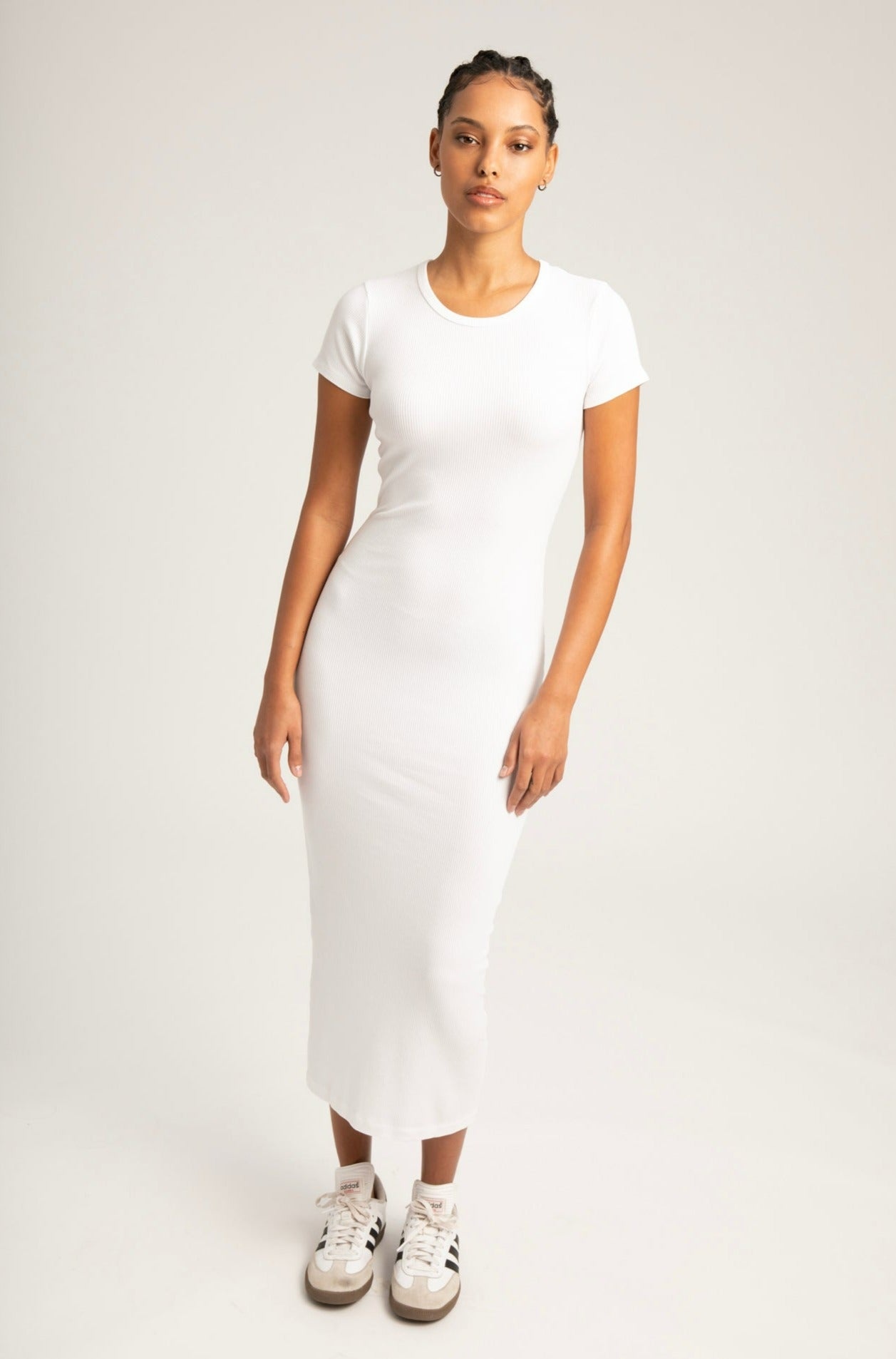 WHITE RIB MAXI DRESS - 2