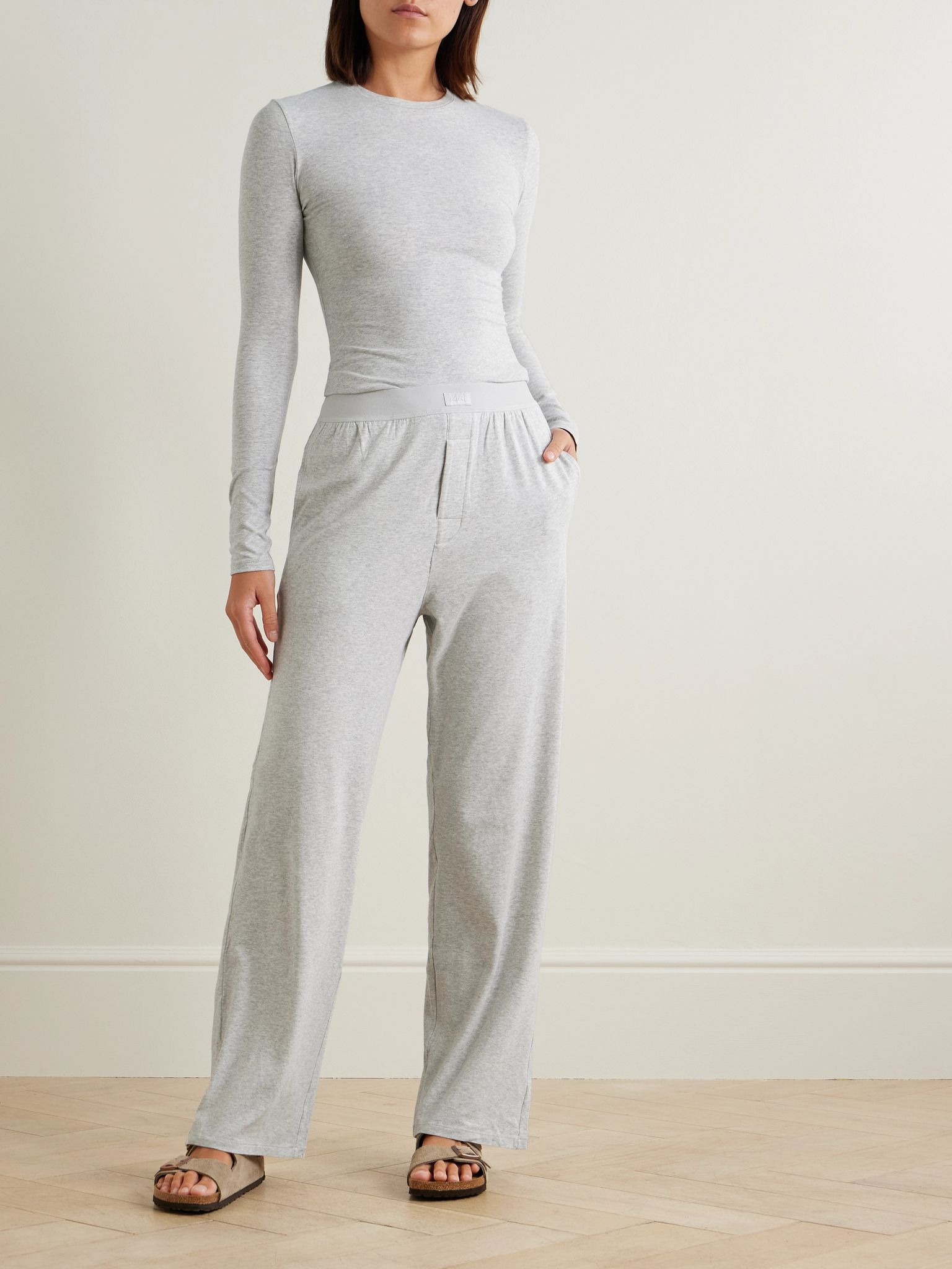Boyfriend stretch-modal and cotton-blend jersey track pants - Light Heather Grey Light gray - 2