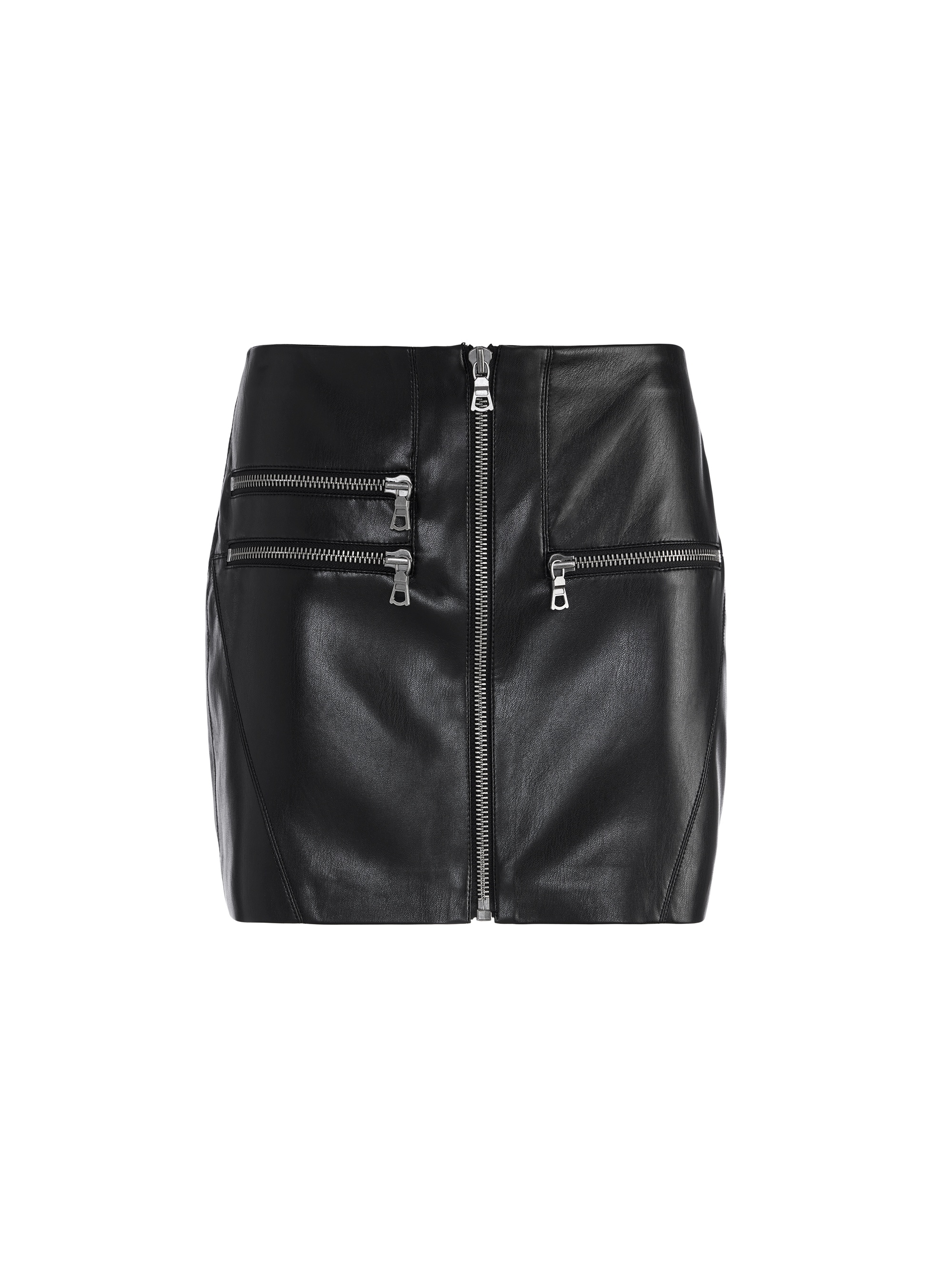 KENDALE FRONT ZIP VEGAN LEATHER MINI SKIRT - 1