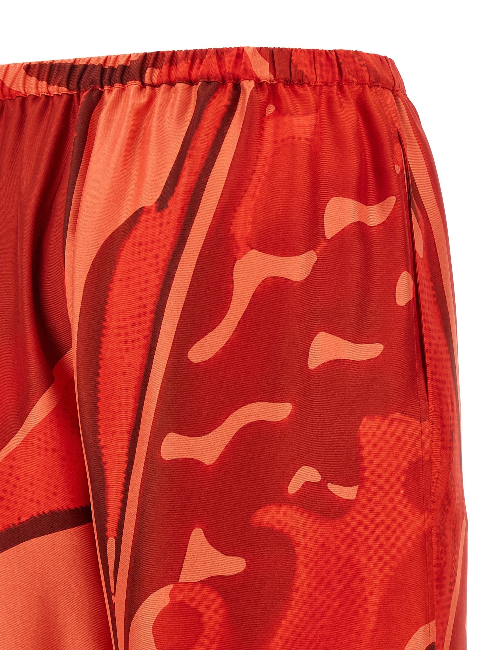 Palazzo Silk Pants Red - 4