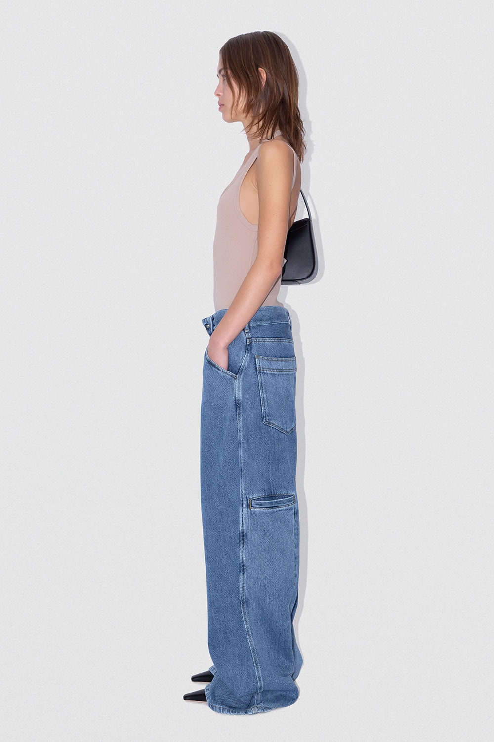 D DENIM WIDE TROUSER STONE WASH DENIM - 3