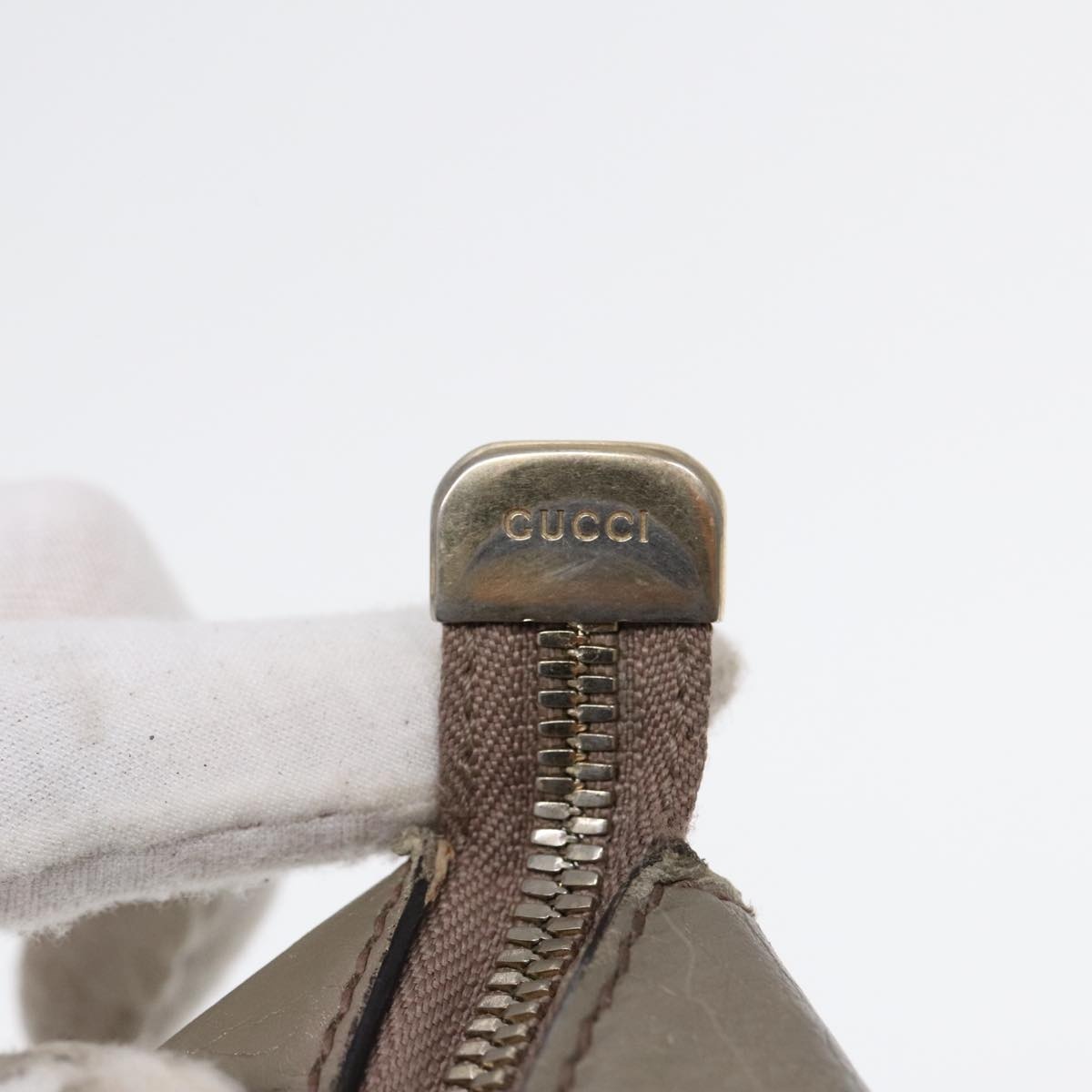 GUCCI Hand Bag Leather Gray Gold - 10