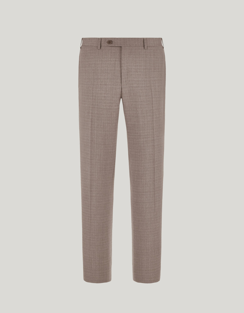 WALNUT WOOL REGULAR-FIT PANTS WITH MICRO-DESIGN 1