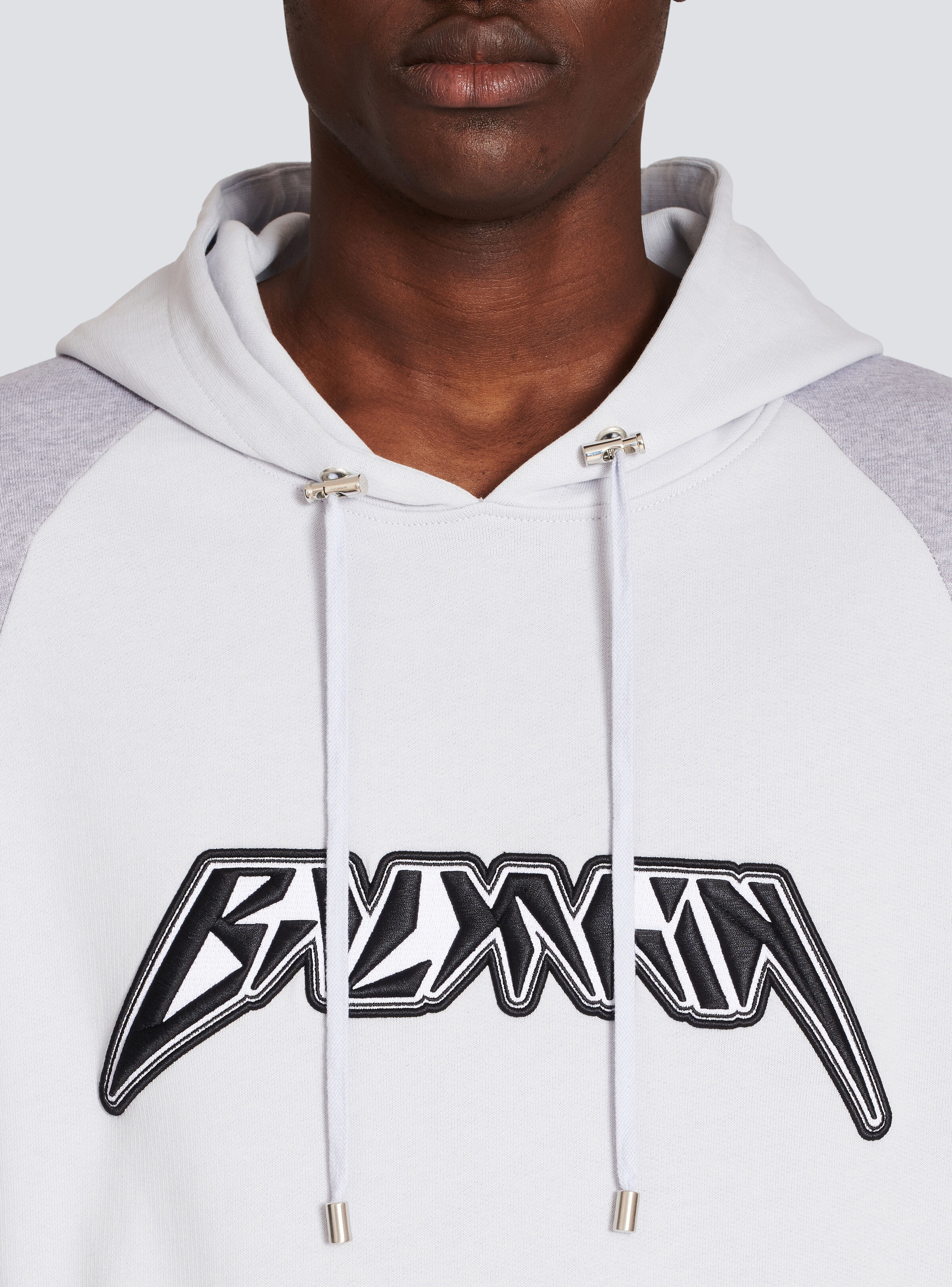 Oversized cotton hoodie with embroidered Balmain logo - 6