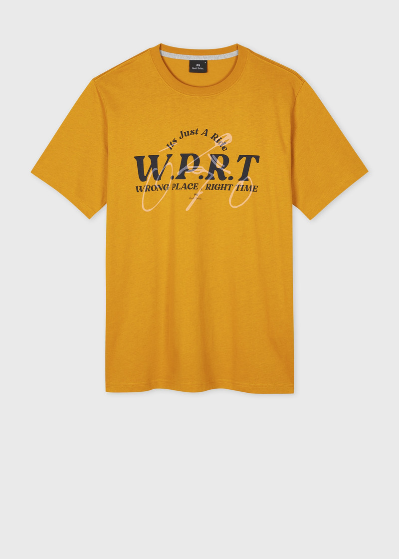 Orange 'Wrong Place Right Time' Print T-Shirt 1