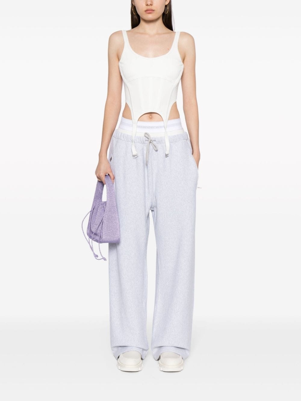 logo-waistband layered track pants - 2