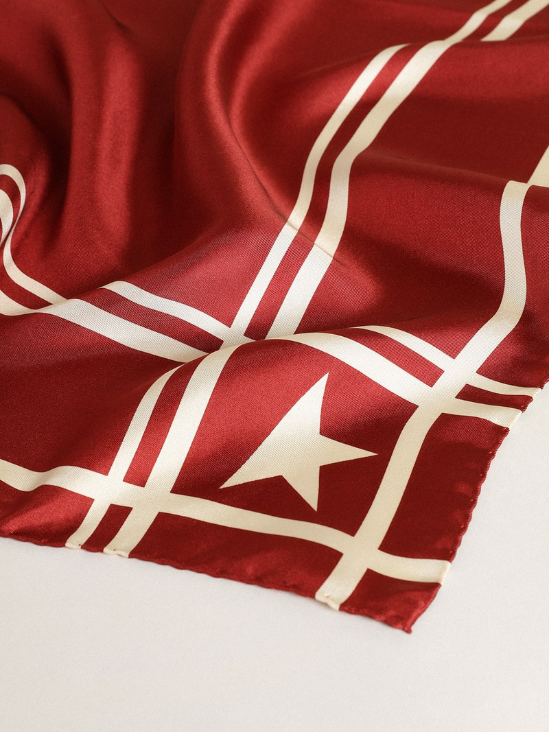Golden Goose Red scarf with contrasting white stars and stripes outlook