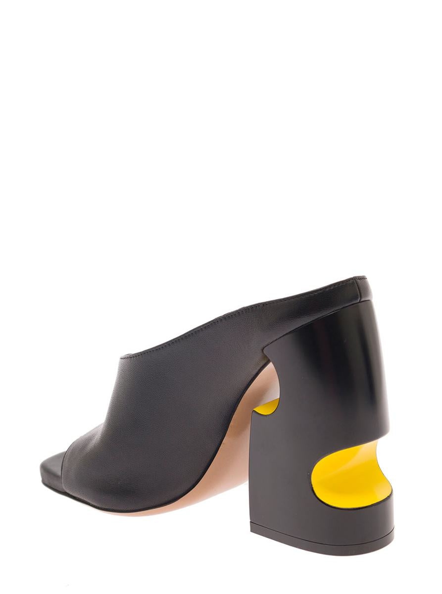 OFF-WHITE POP METEOR MULES IN BLACK LEATHER WOMAN - 3