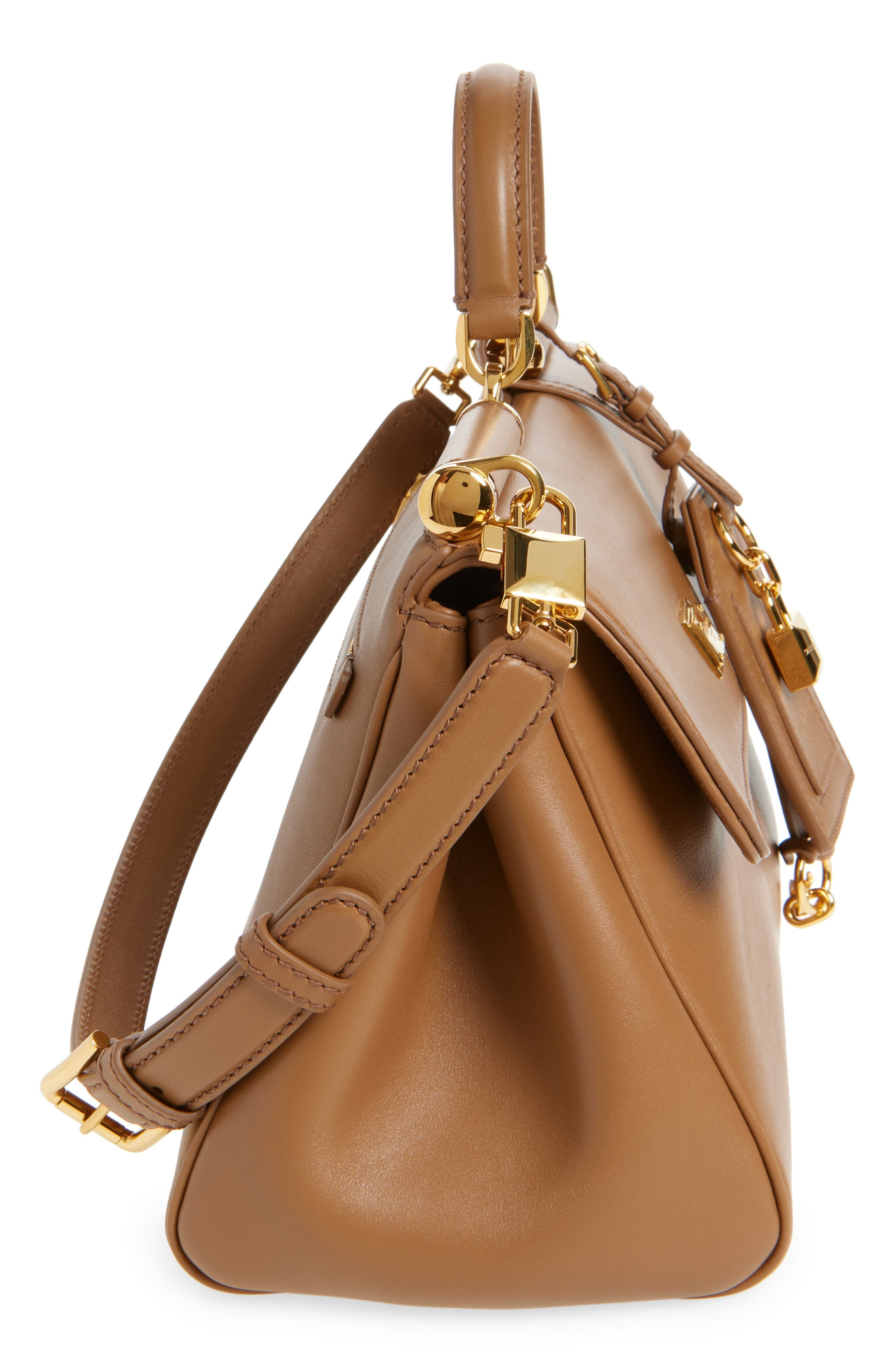 Dolce&Gabbana My Sicily East/West Plongé Leather Top Handle Bag in 8Z093 Caramello at Nordstrom - 6