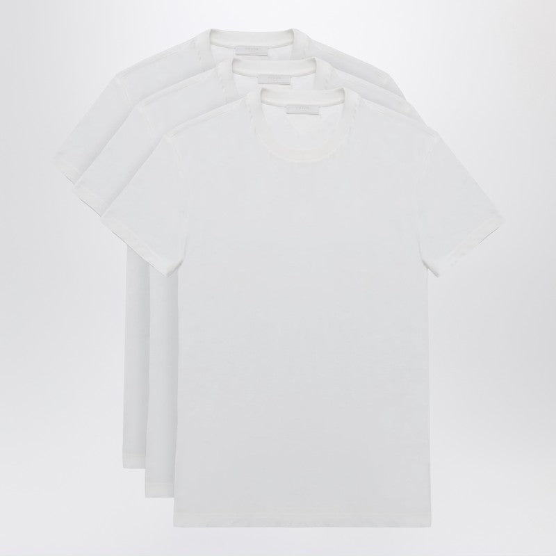 Tシャツ・カットソー PRADA SET OF THREE WHITE COTTON T-SHIRTS White Three Pack Cotton Jersey T-Shirts | PRADA