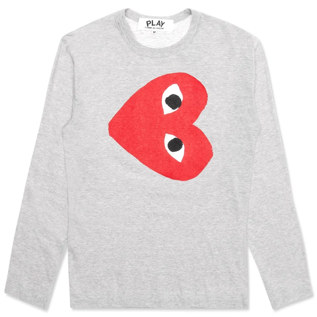 COMME DES GARCONS PLAY SIDEWAYS LOGO L/S TEE - GREY - 1