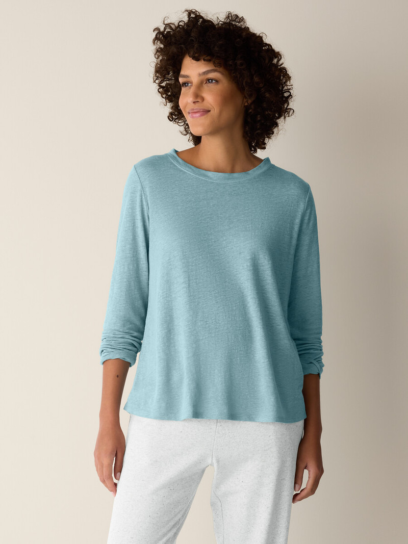 EILEEN FISHER Organic Linen Jersey Long-Sleeve Tee outlook