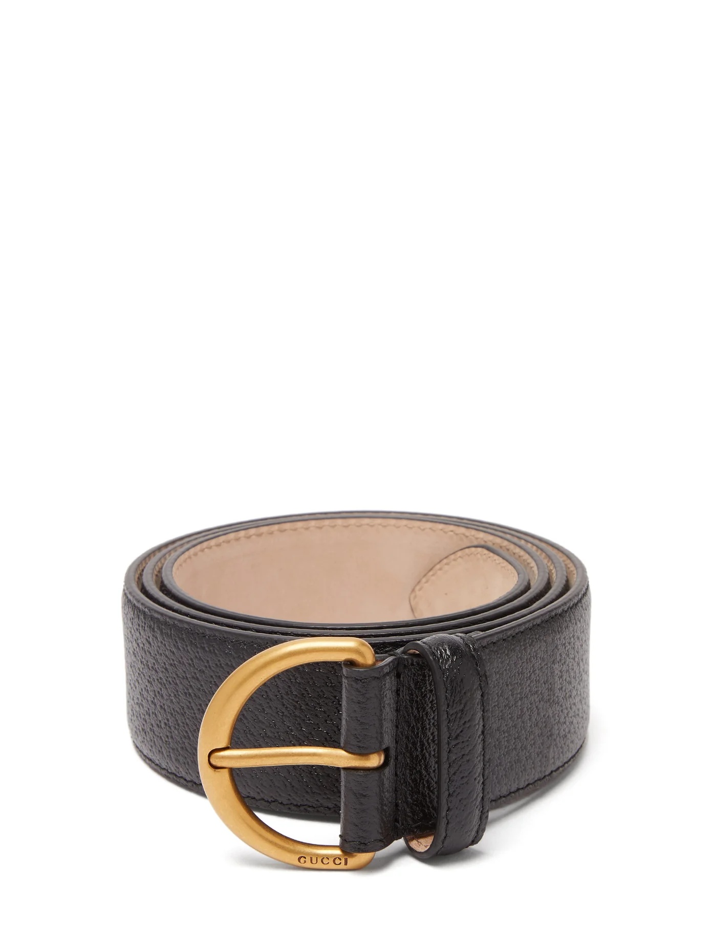 Metal bee detail grained-leather belt - 1