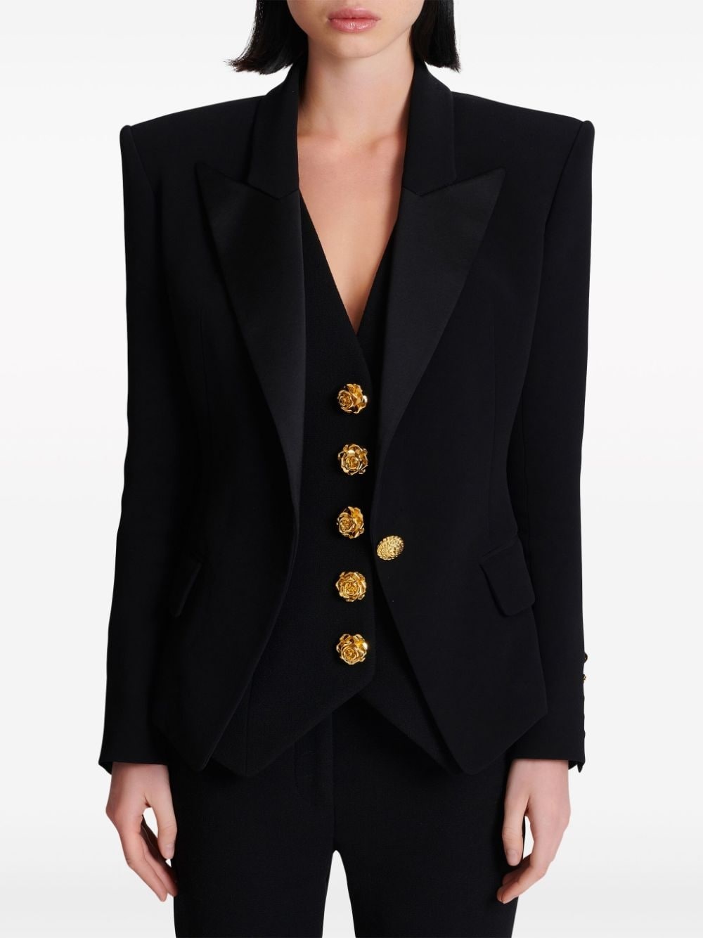 satin-lapel single-breasted blazer - 4