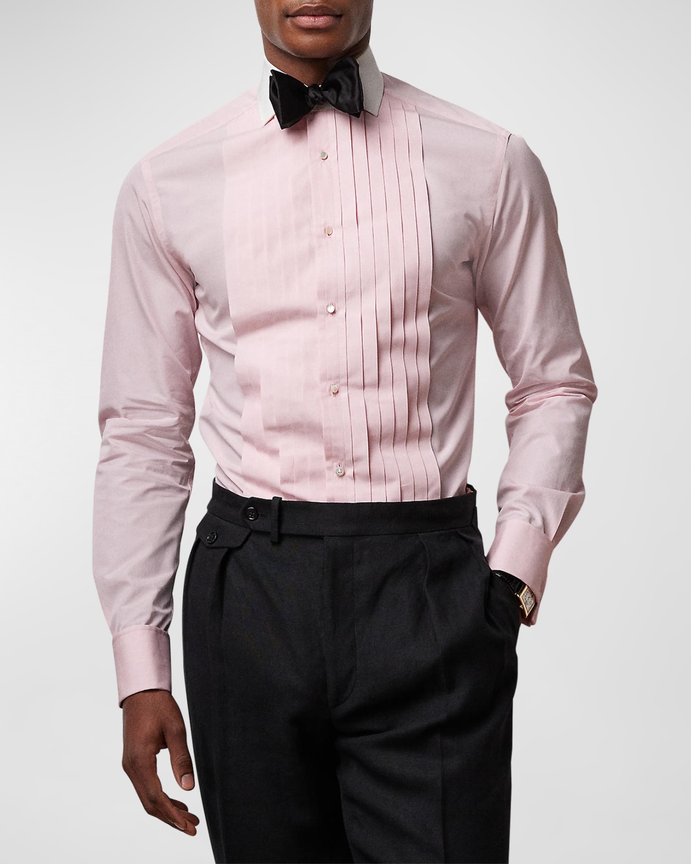Men's Pleated French-Cuff Tuxedo Shirt - 2