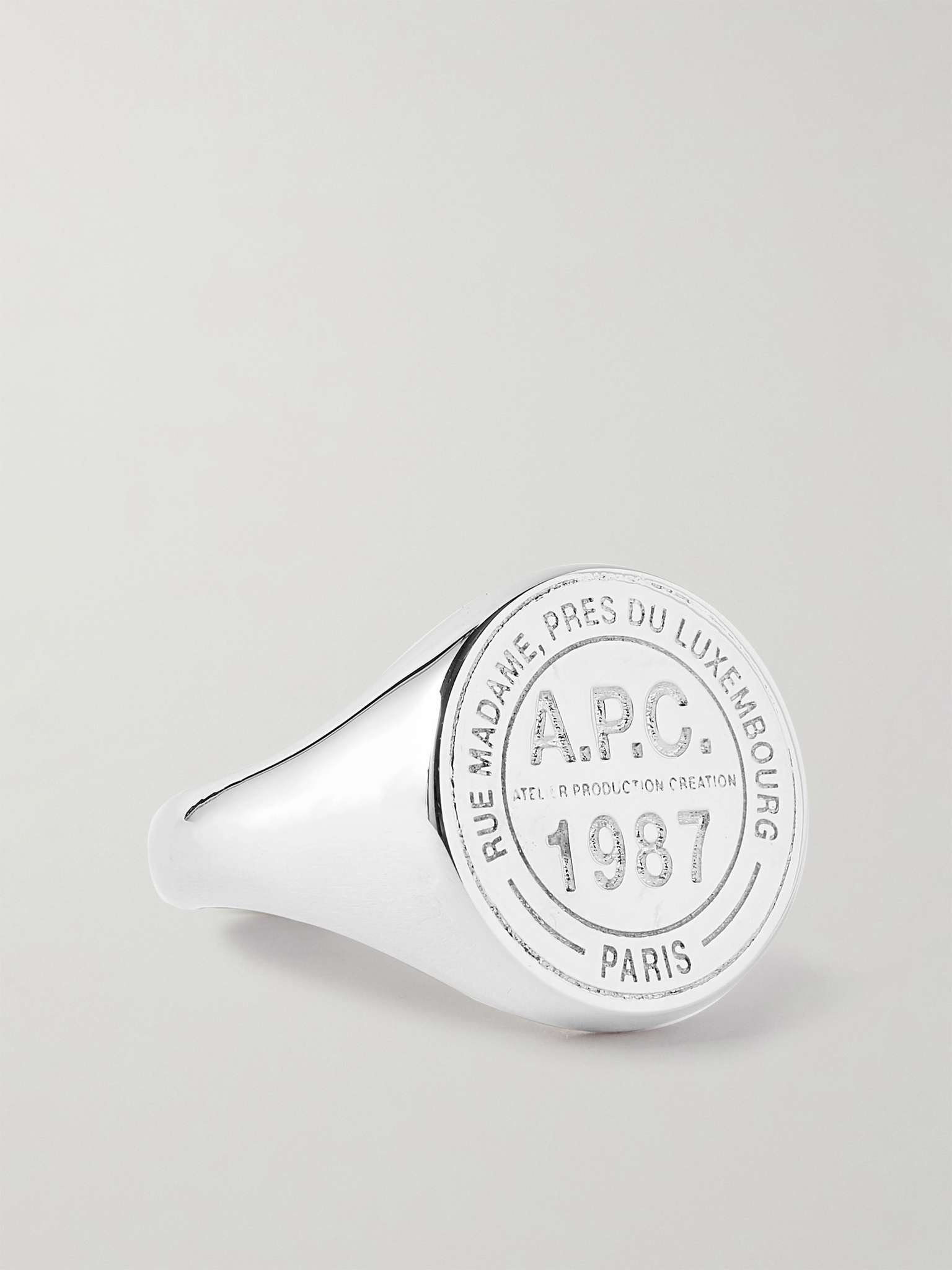 Logo-Engraved Silver-Tone Signet Ring - 1