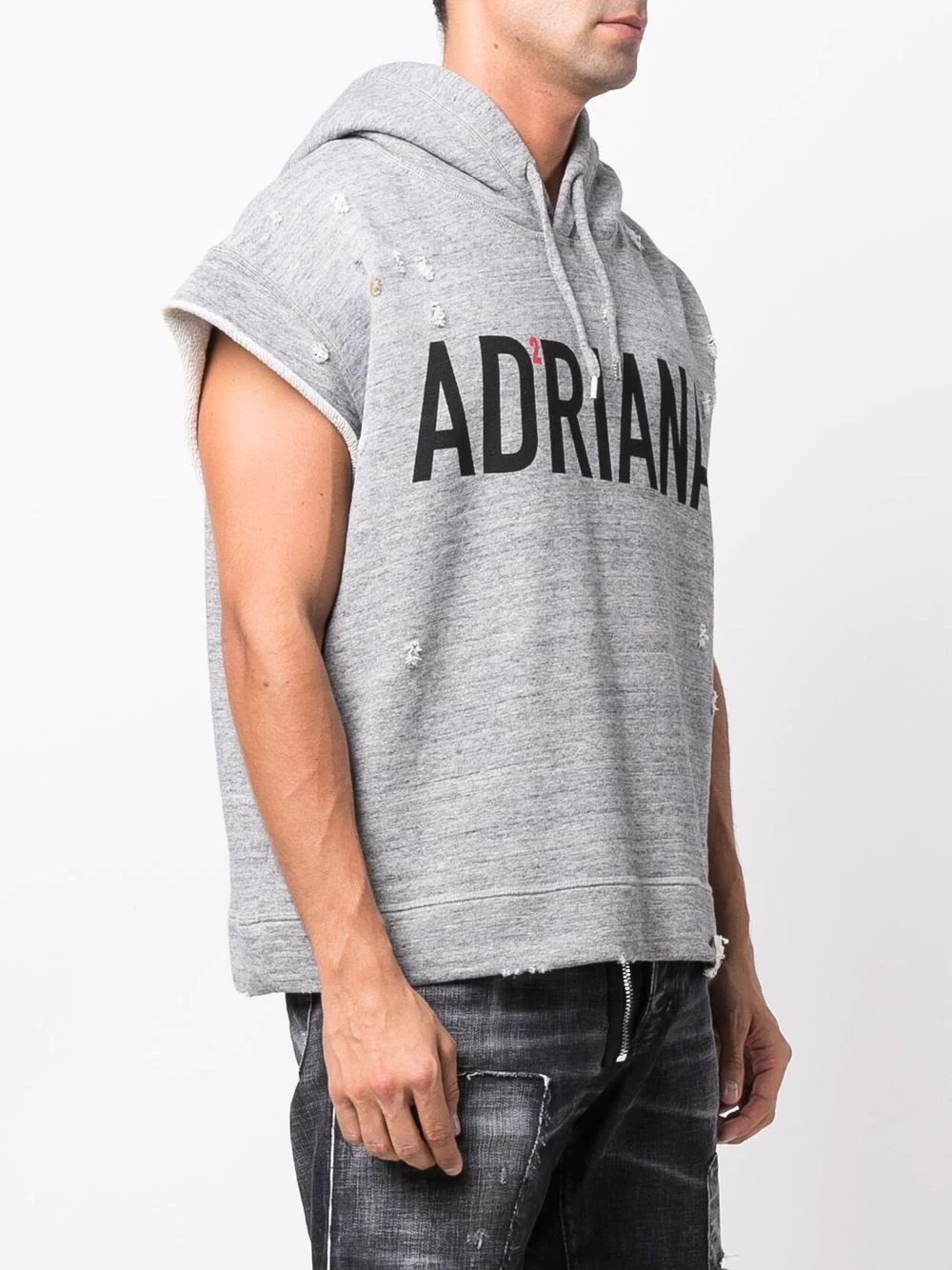 Adriana distressed sleeveless hoodie - 3