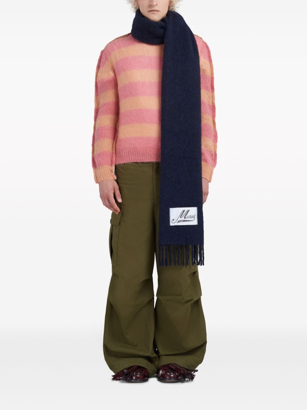 logo-patch fringe scarf - 4
