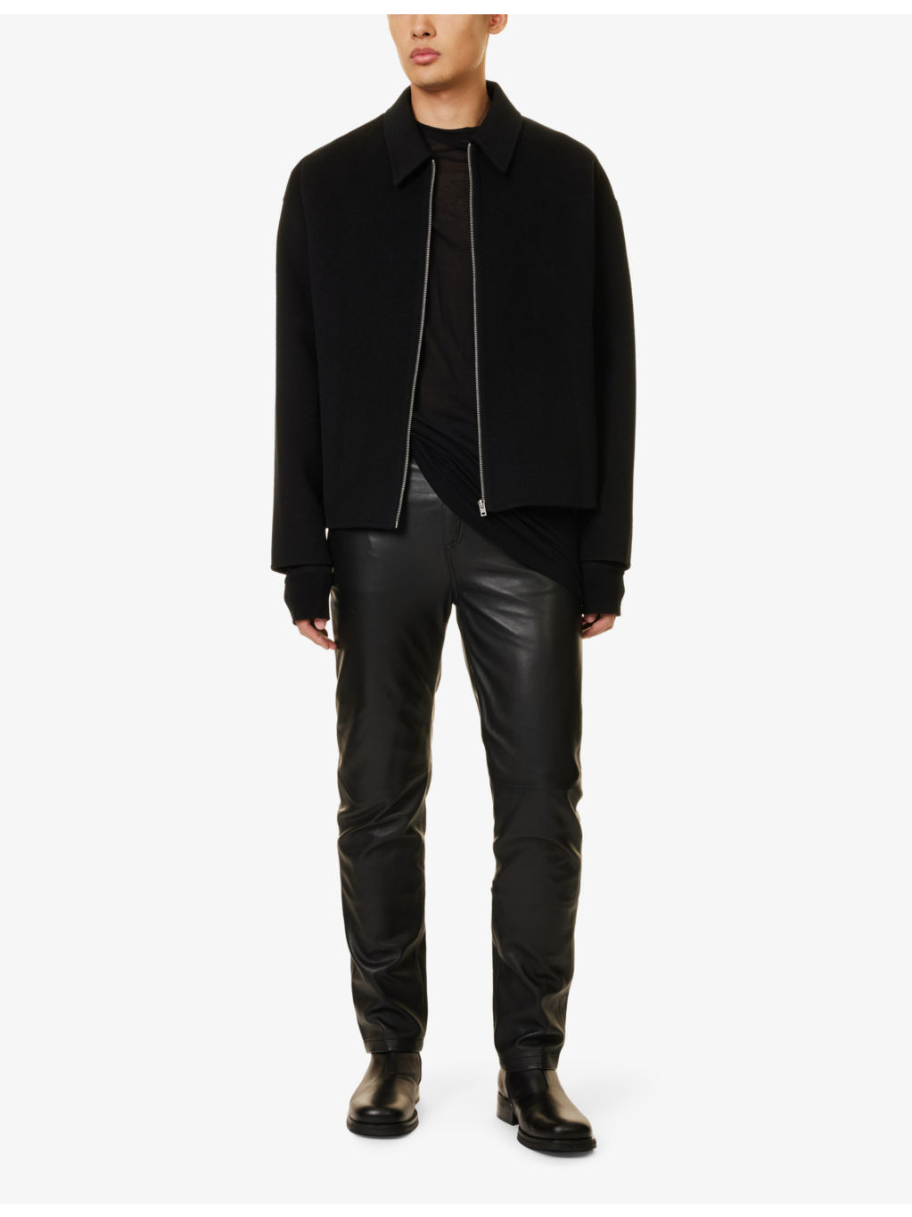 Doverio zip-front long-sleeve wool-felt jacket - 2