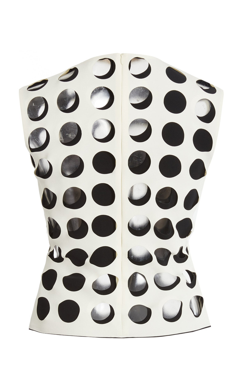 TOP WITH LAYERED CIRCULAR CUTOUTS WHITE BLACK 10