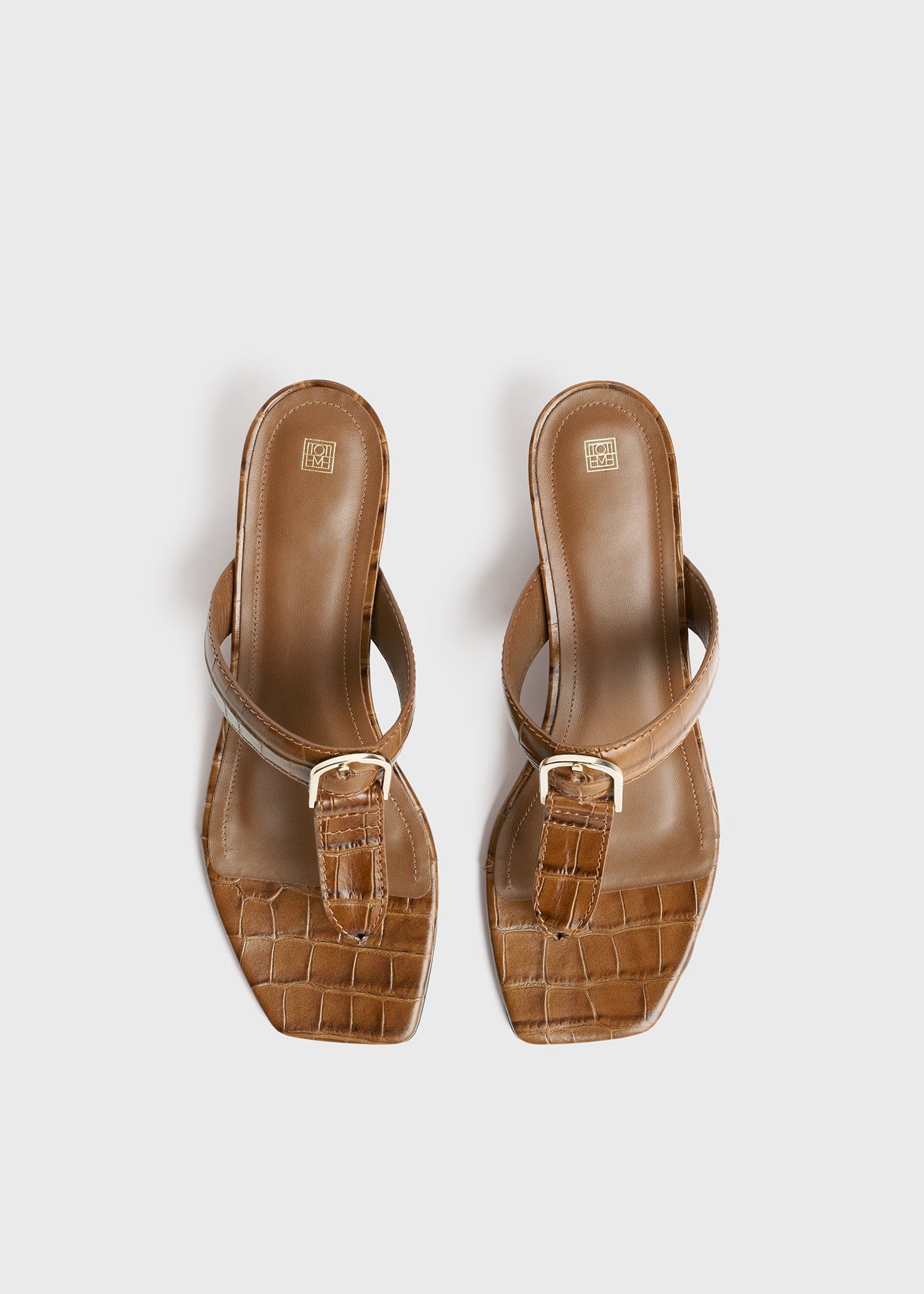 Totême The Belted Croco Flip-flop Heel Camel 