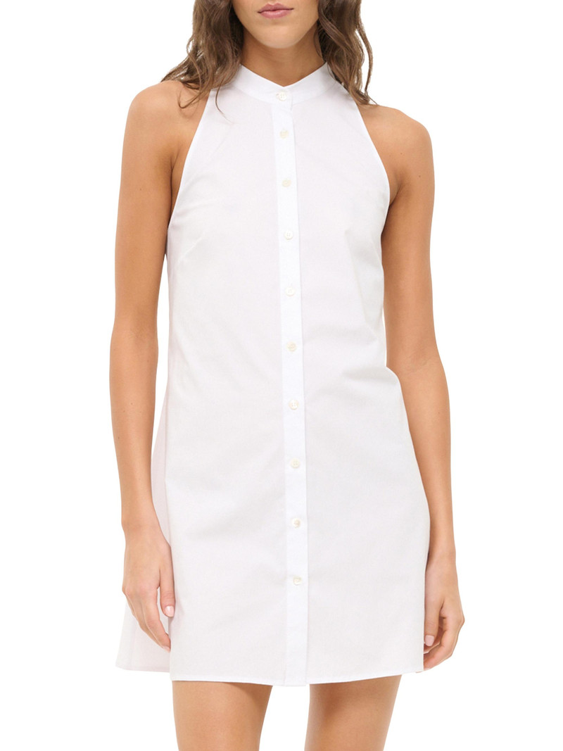 Women's Shirley Cotton Poplin Halter Minidress - White 3