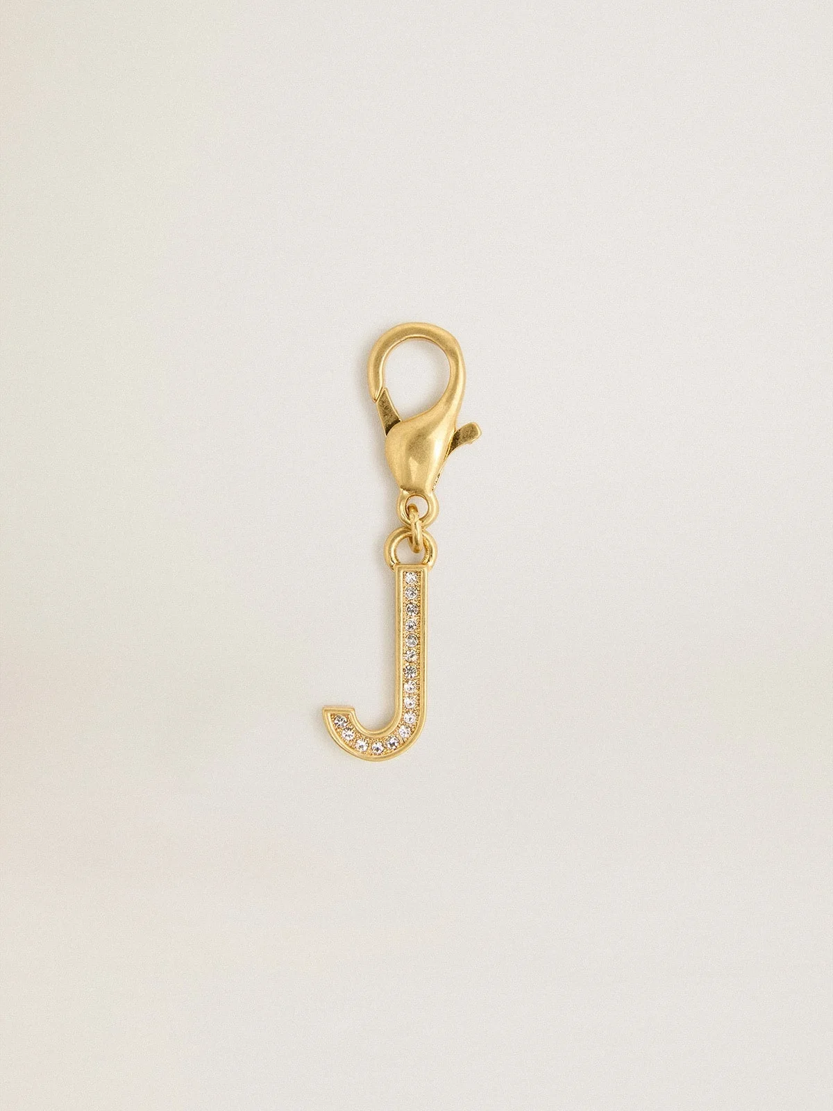 Letter J charm in gold-colored brass with crystals - 1