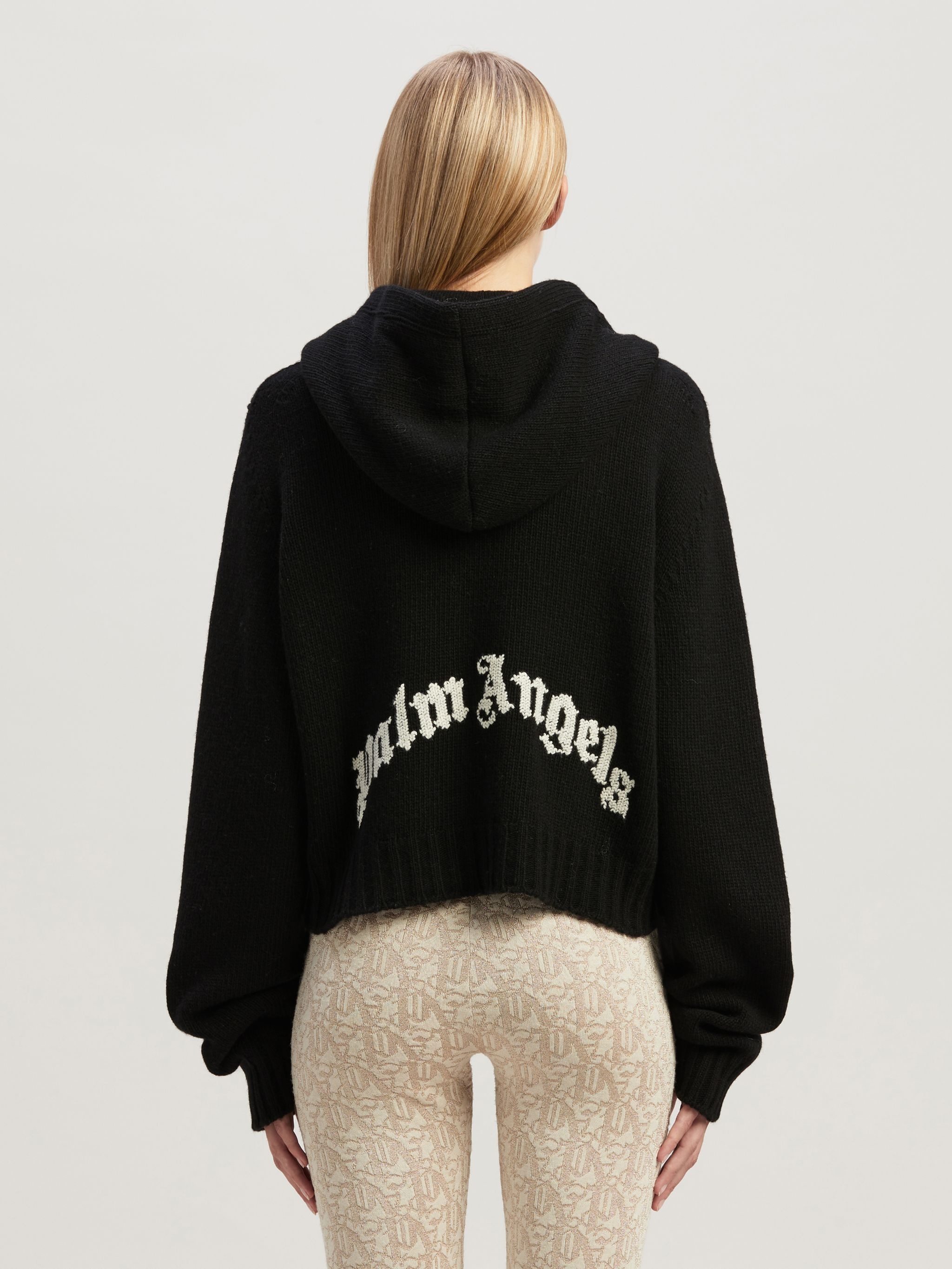 Curved Logo Knit Hoodie - 5