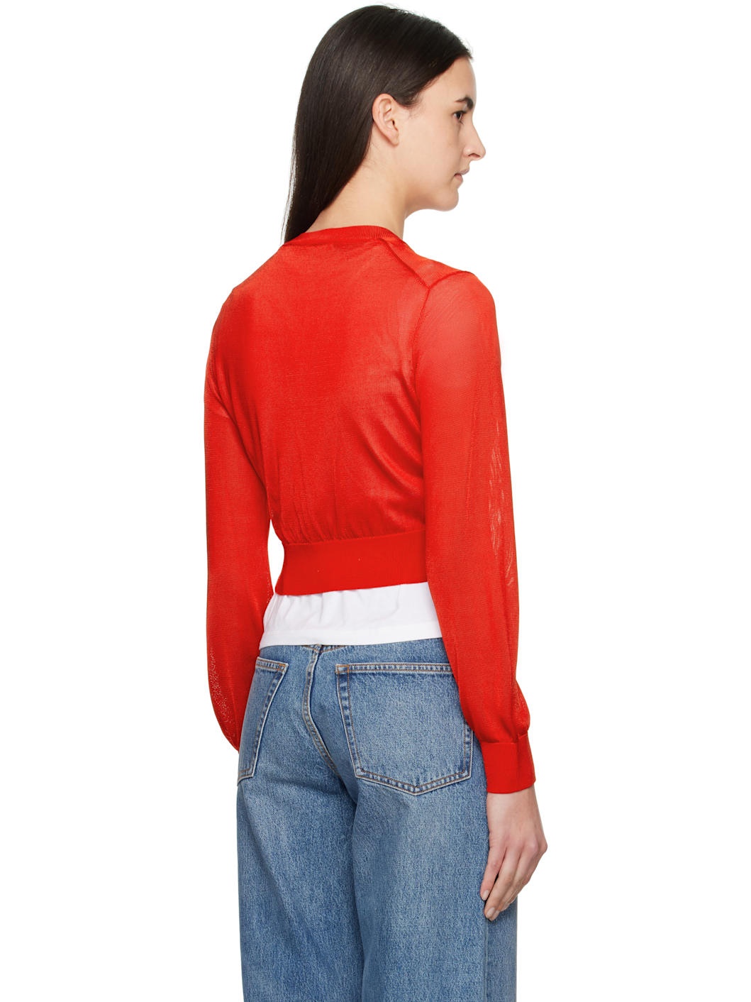 Red Logo-Embroidered Cropped Cardigan - 3