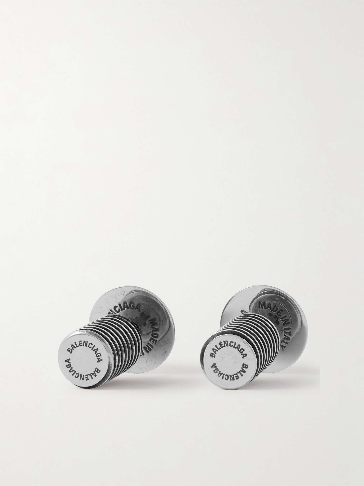 Screw Antiqued Silver-Tone Earrings - 3