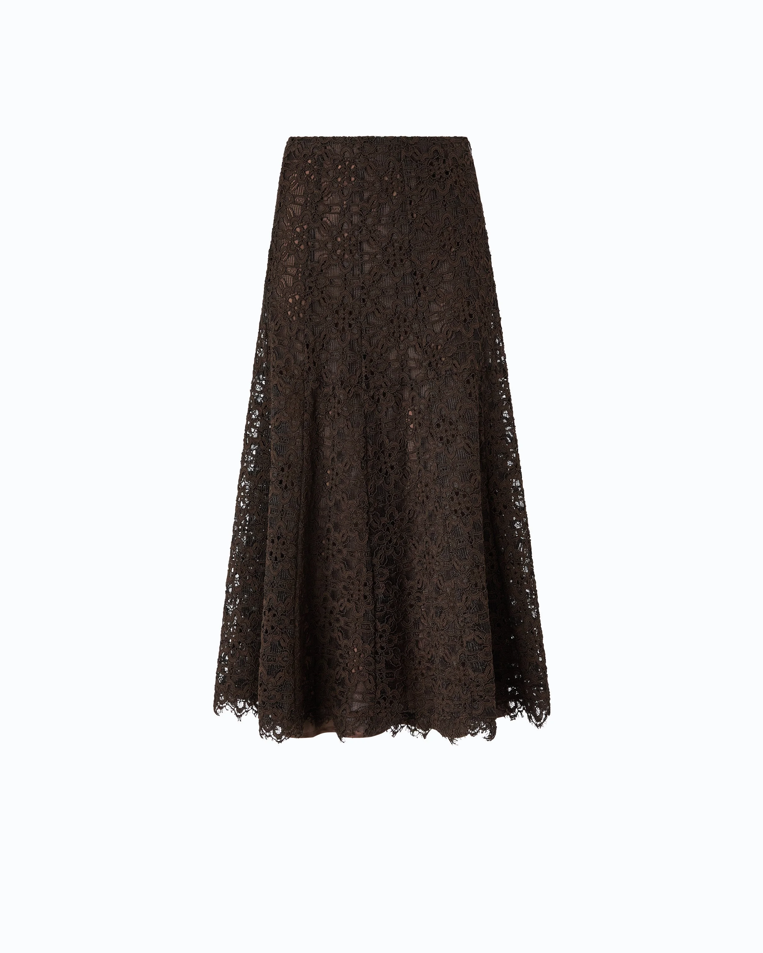 FLARED MIDI SKIRT IN CORDED LACE - 1