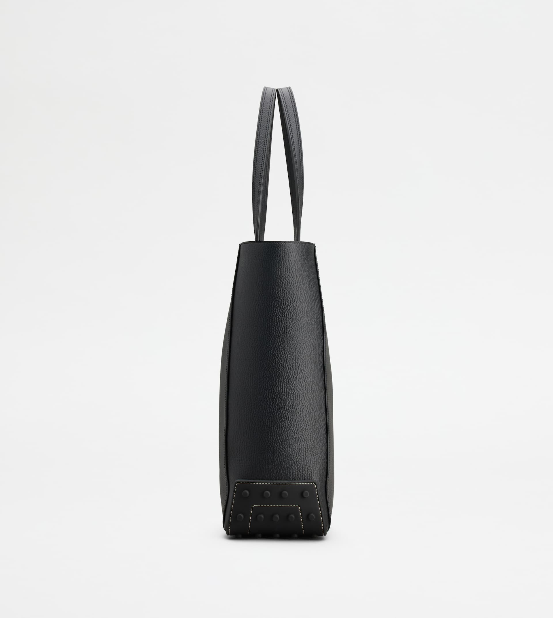 TOTE SHOPPING BAG IN LEATHER MEDIUM - BLACK - 2