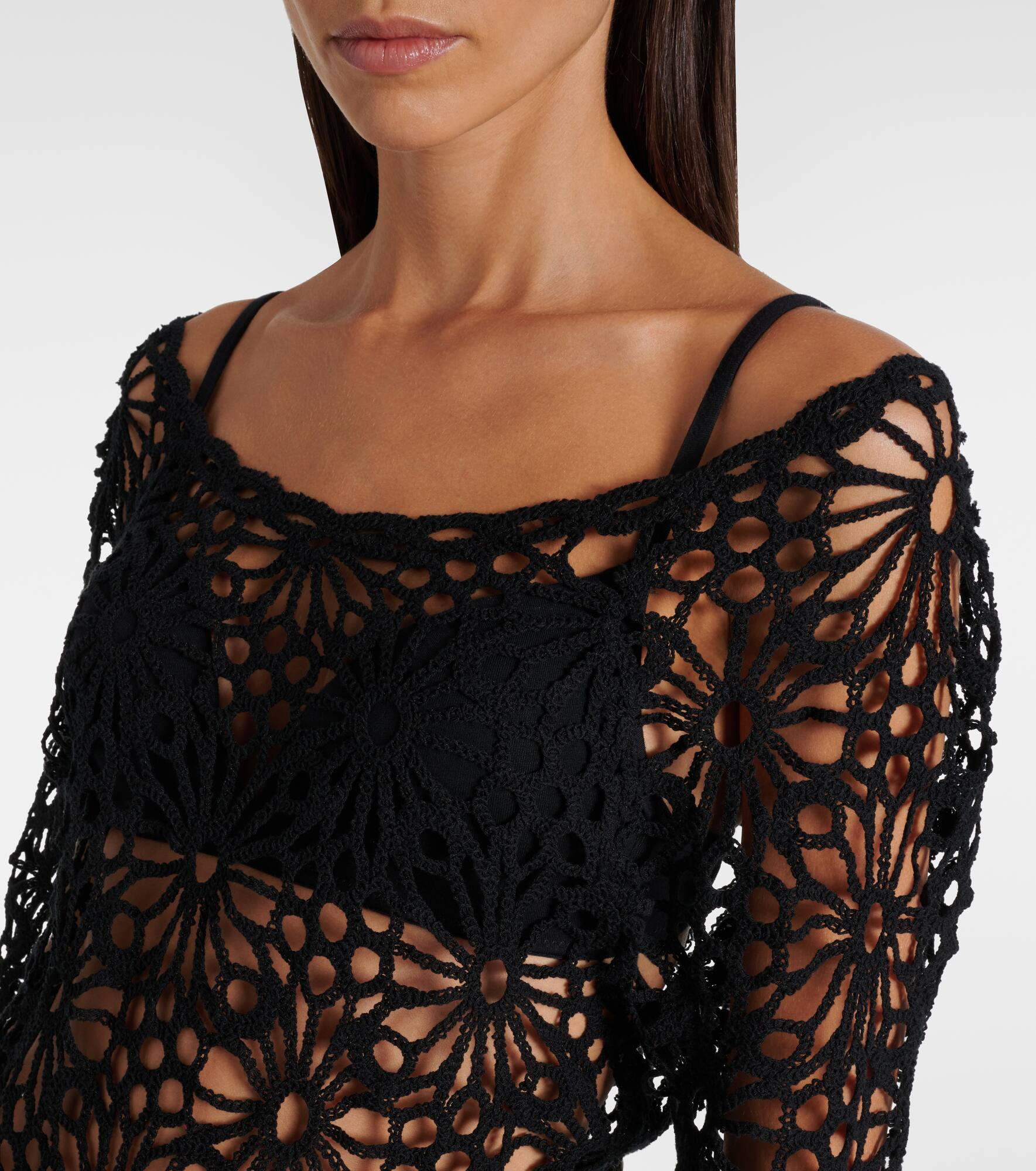Off-shoulder cotton-blend crochet top - 4