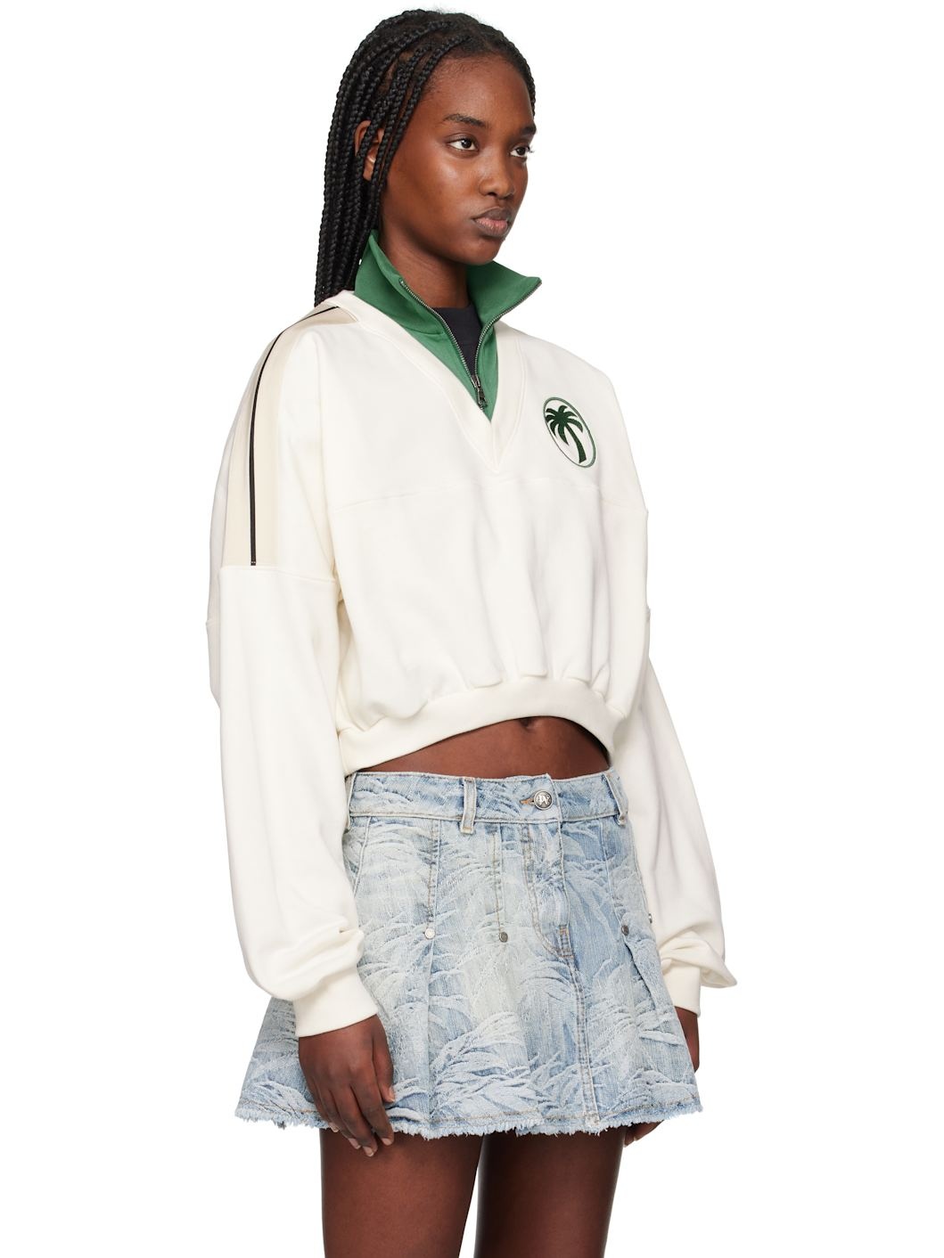 Off-White & Green Oval Palm Sweatshirt - 2