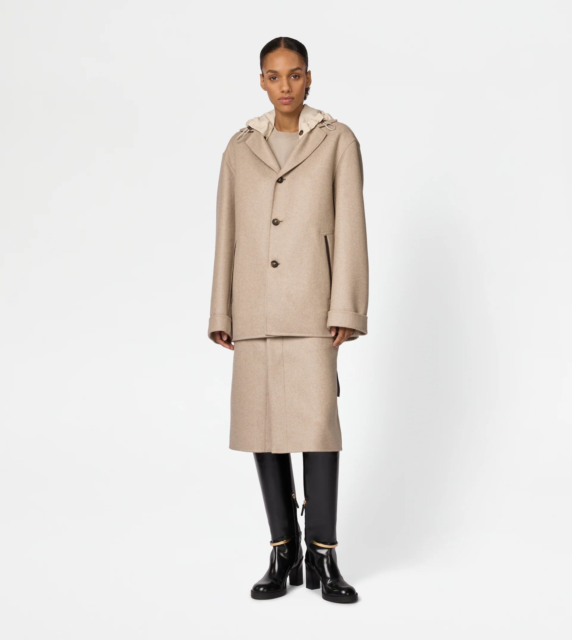 JACKET IN DOUBLE CASHMERE - BEIGE - 3