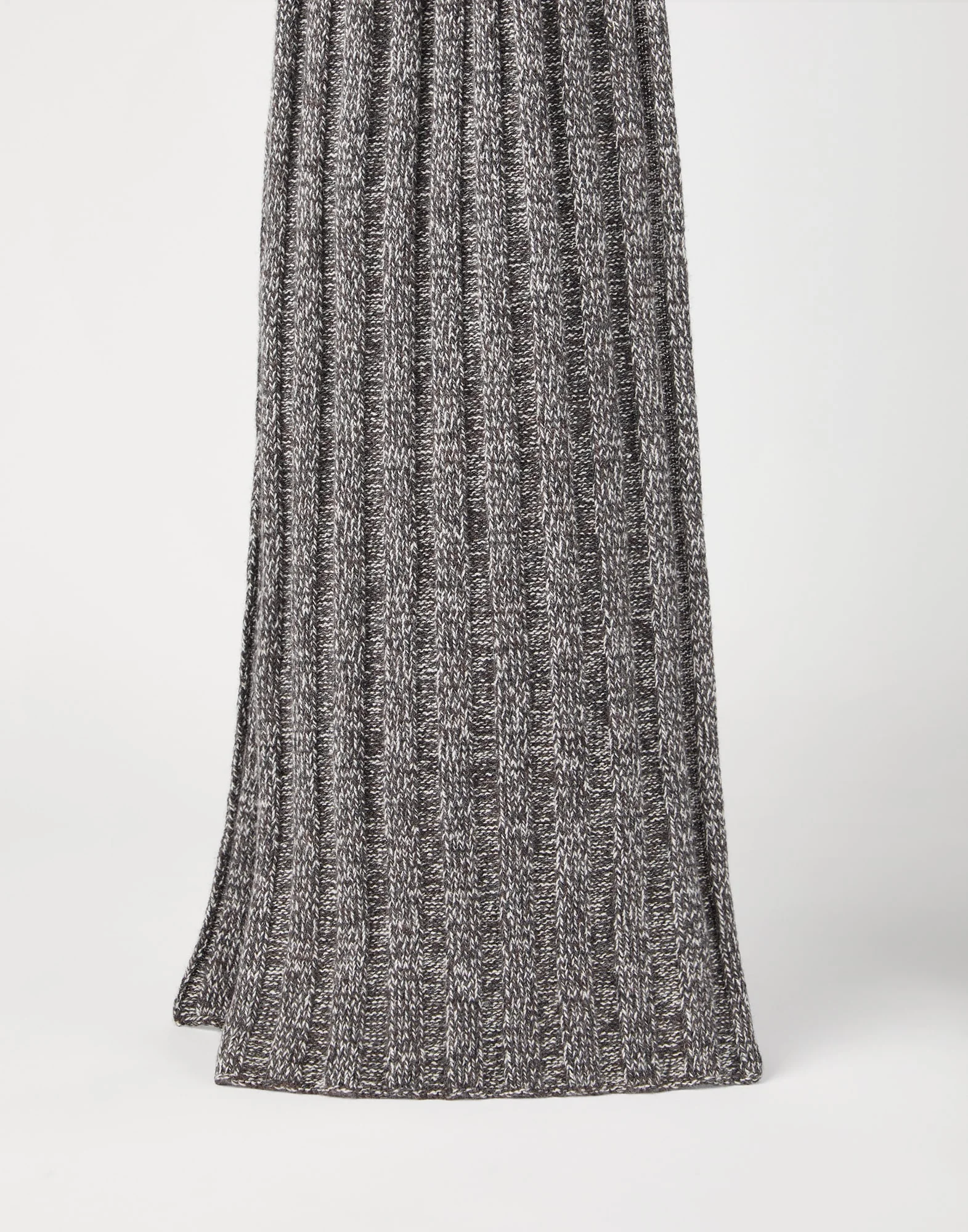 Cashmere chiné rib knit scarf - 1