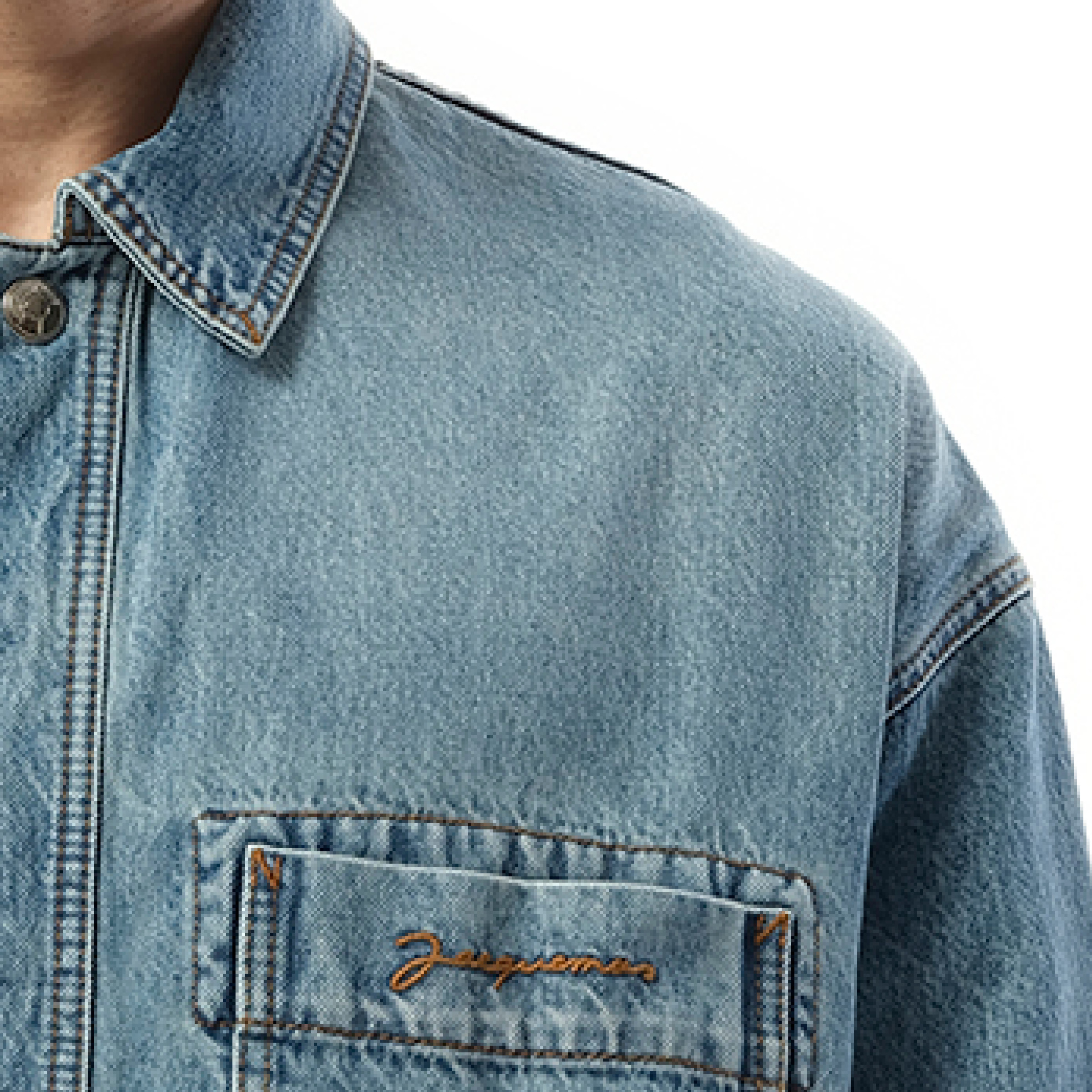 La Chemise Denim in Blue/Tabac - 3