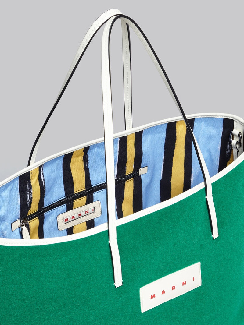 SMALL REVERSIBLE JANUS SHOPPING BAG IN GREEN FELT AND COTTON 4