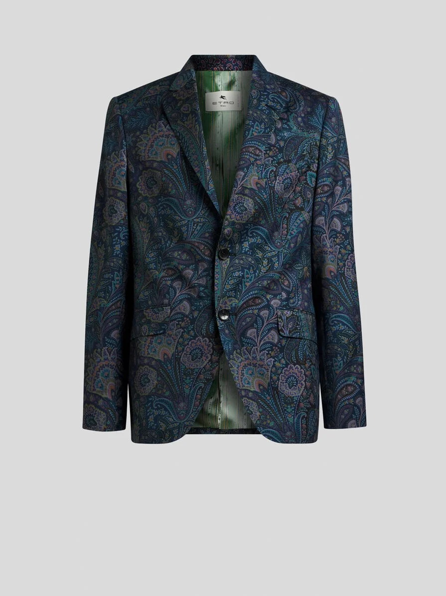 SINGLE-BREASTED WOOL JACKET WITH FLORAL MOTIF - 1