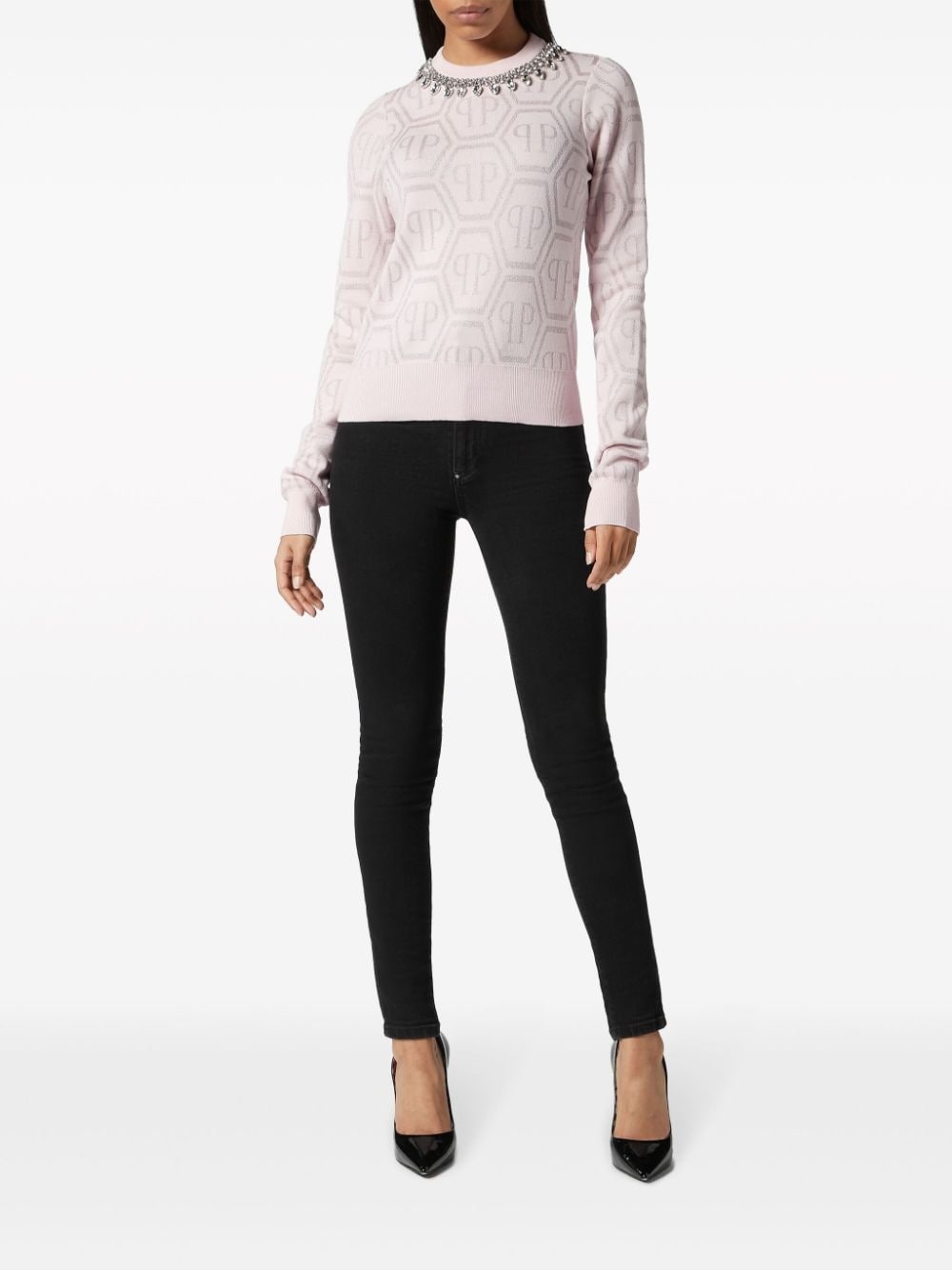 monogram crystal-embellished jumper - 2