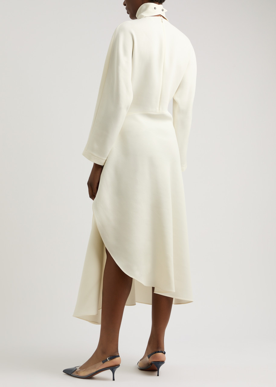 Alaïa Draped Asymmetric Silk-blend Midi Dress - 3