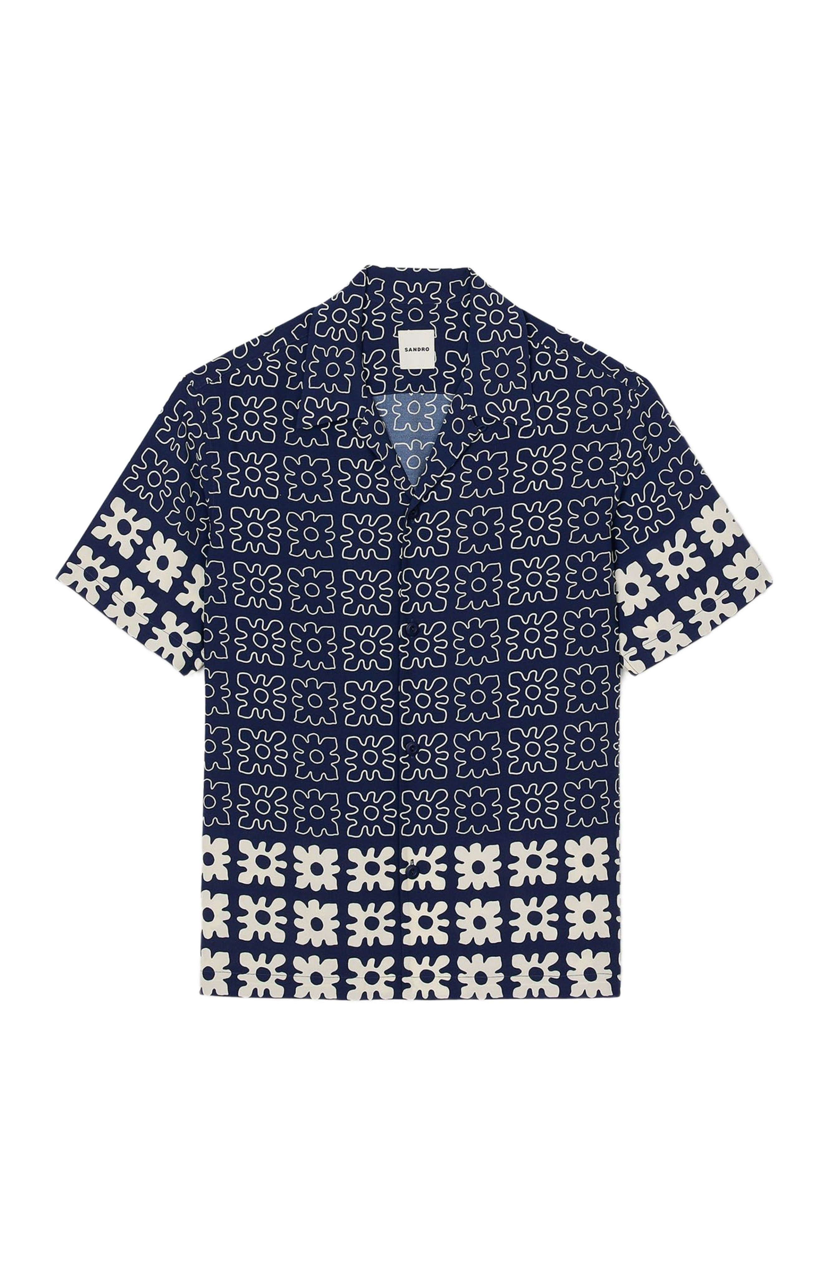 SANDRO Floral motif shirt in Midnight Blue at Nordstrom - 5