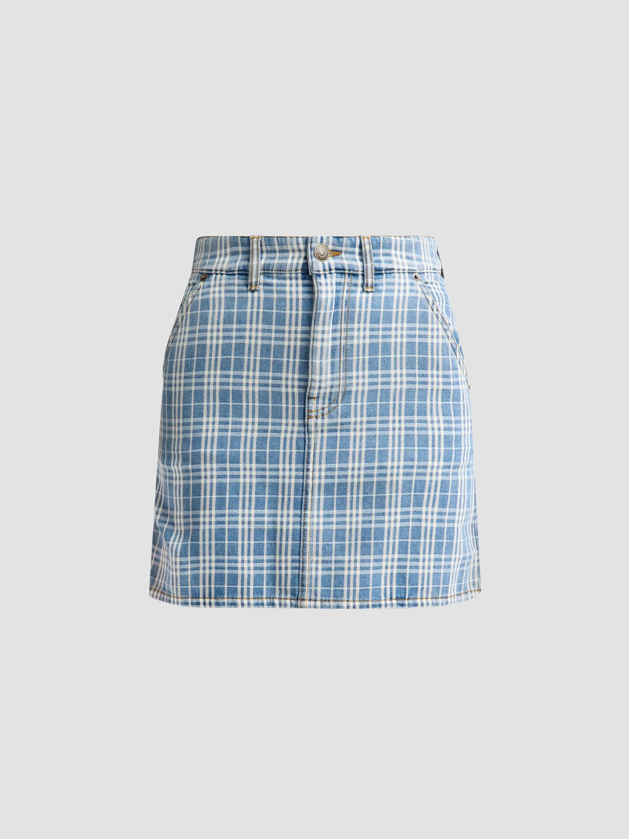 Women's Norcross Denim Mini Skirt - Light Indigo Blue - 1