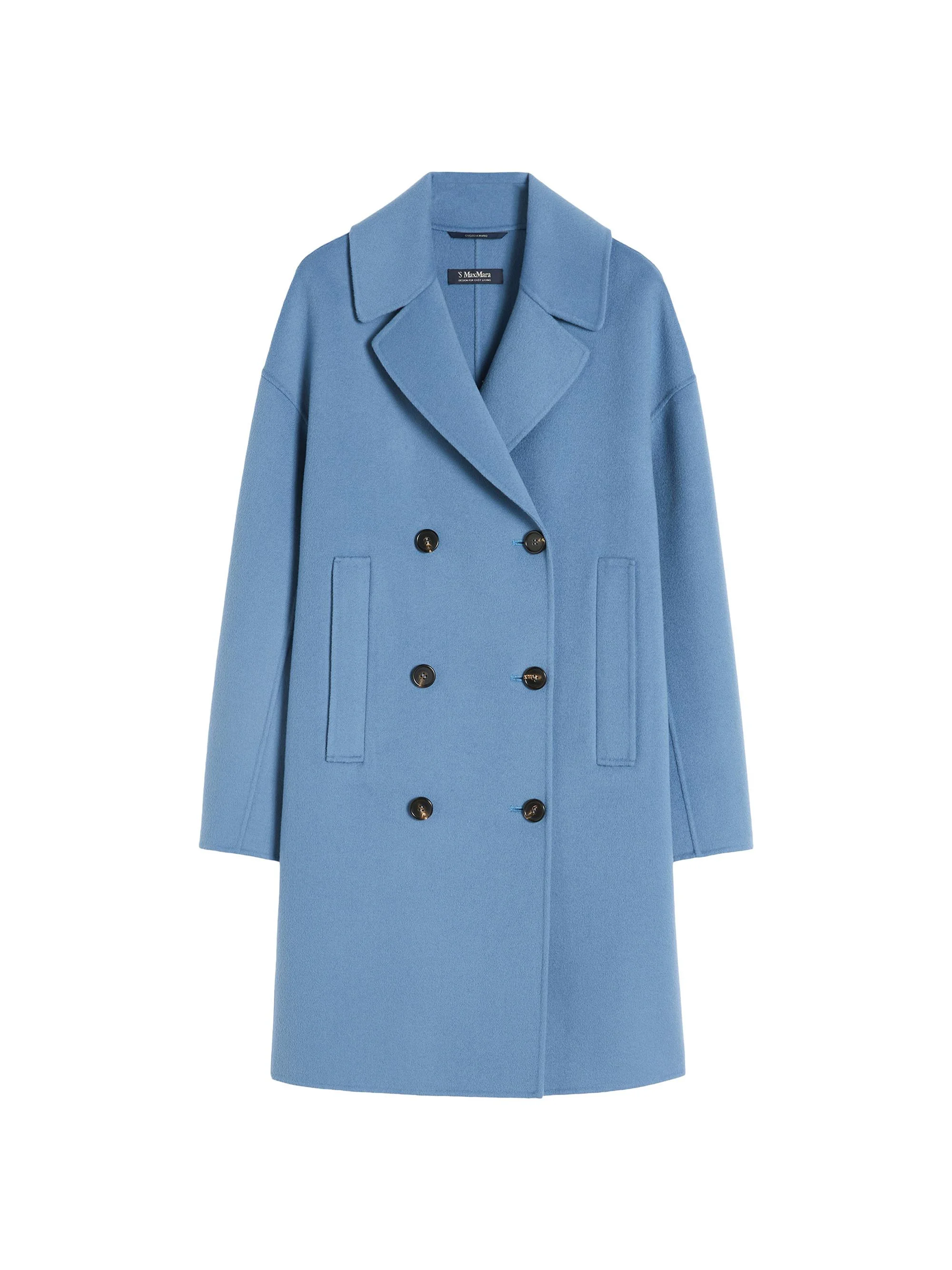 Women's Wool Broadcloth Midi Coat - Light Blue - 1